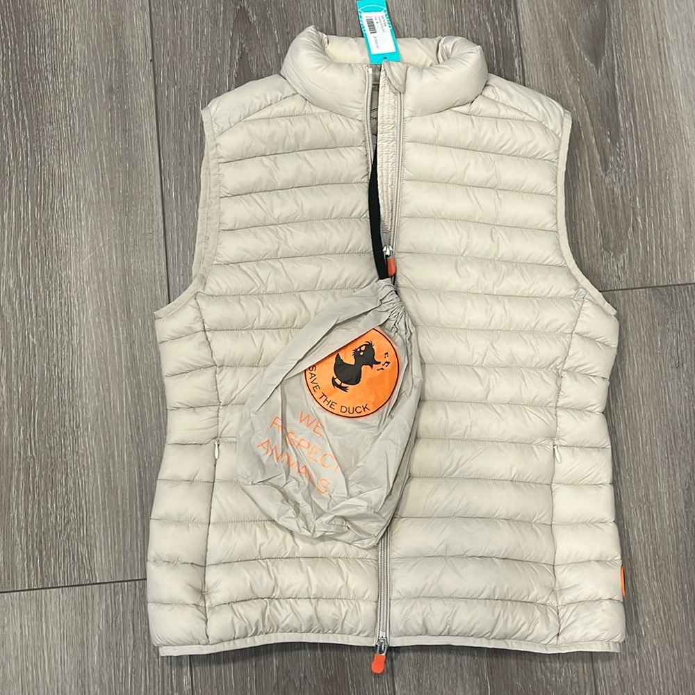 Save the Duck  charlotte Puffer Vest M beige  NWT medium women’s